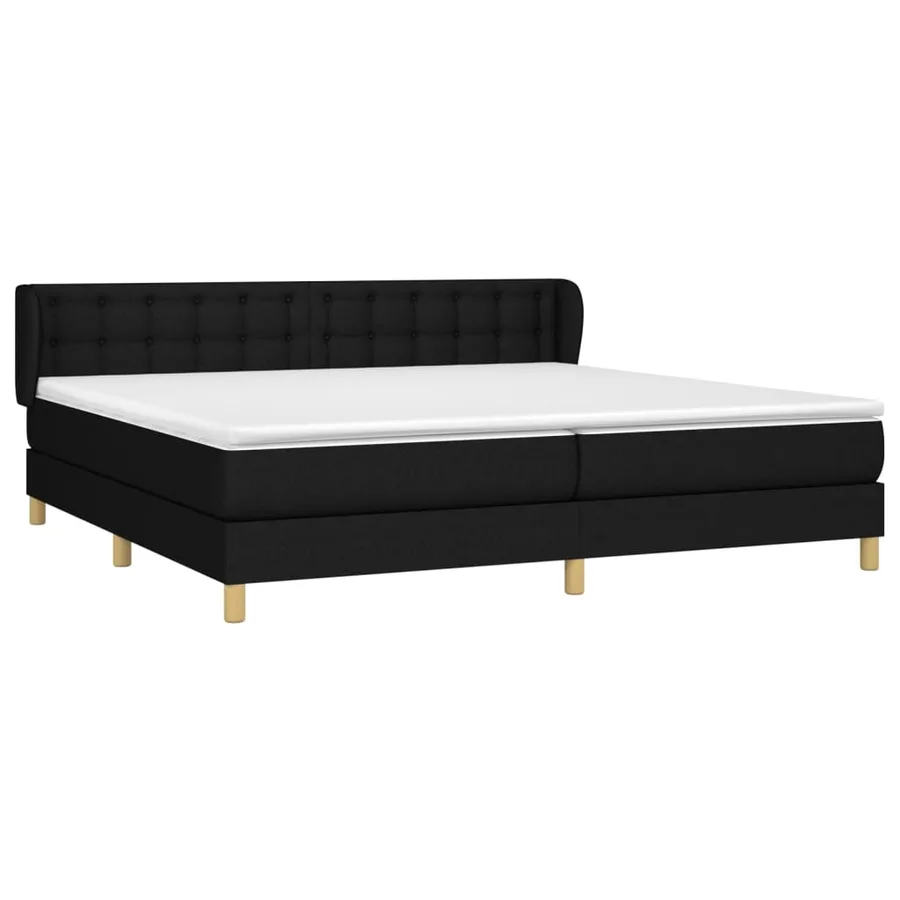 Sommier à lattes de lit avec matelas Noir 200x200 cm Tissu - 3