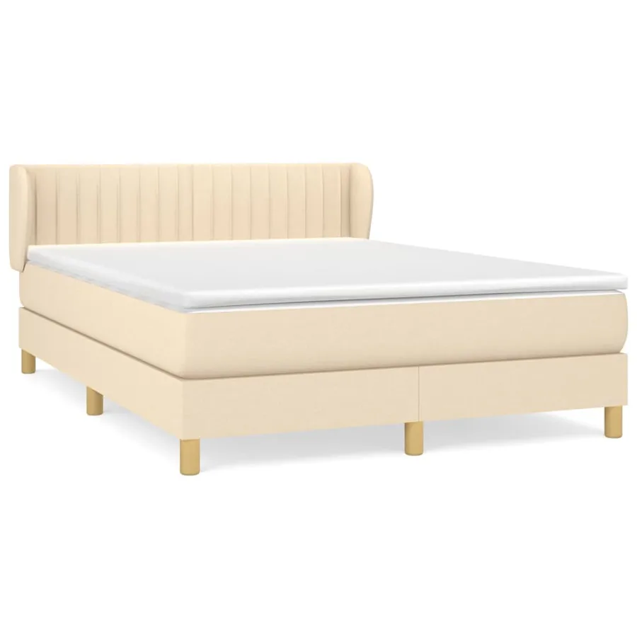 Sommier à lattes de lit avec matelas Crème 140x190 cm Tissu - 2