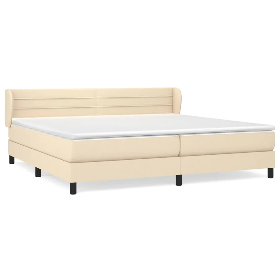 Sommier à lattes de lit avec matelas Crème 200x200 cm Tissu - 2