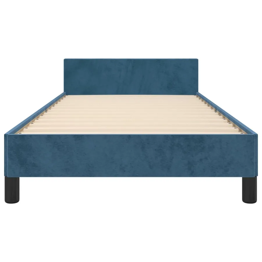 Cadre de lit sans matelas bleu foncé 90x190 cm velours - 6