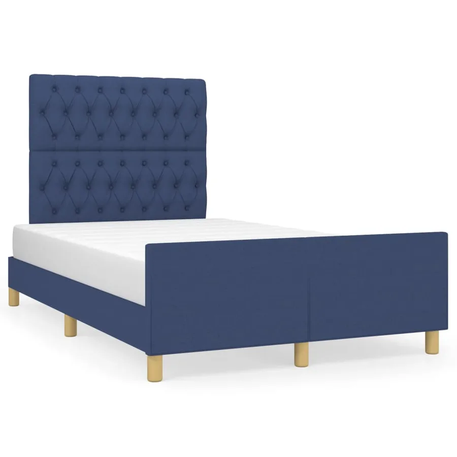 Cadre de lit sans matelas bleu 120x200 cm tissu - 2