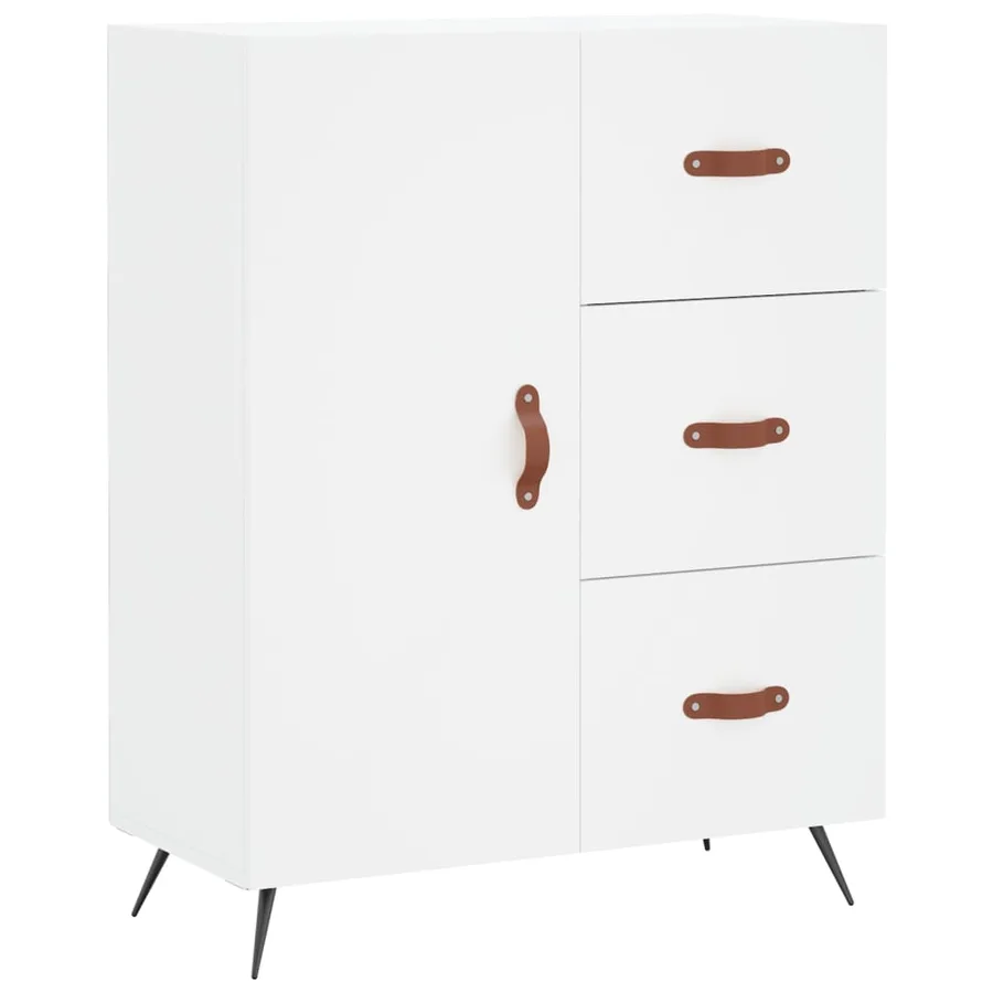 Buffet haut Blanc 69,5x34x180 cm Bois d'ingénierie - 6