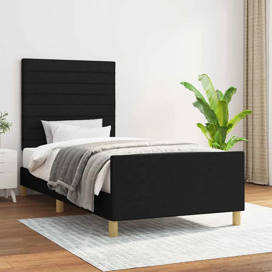 Cadre de lit sans matelas noir 100x200 cm tissu