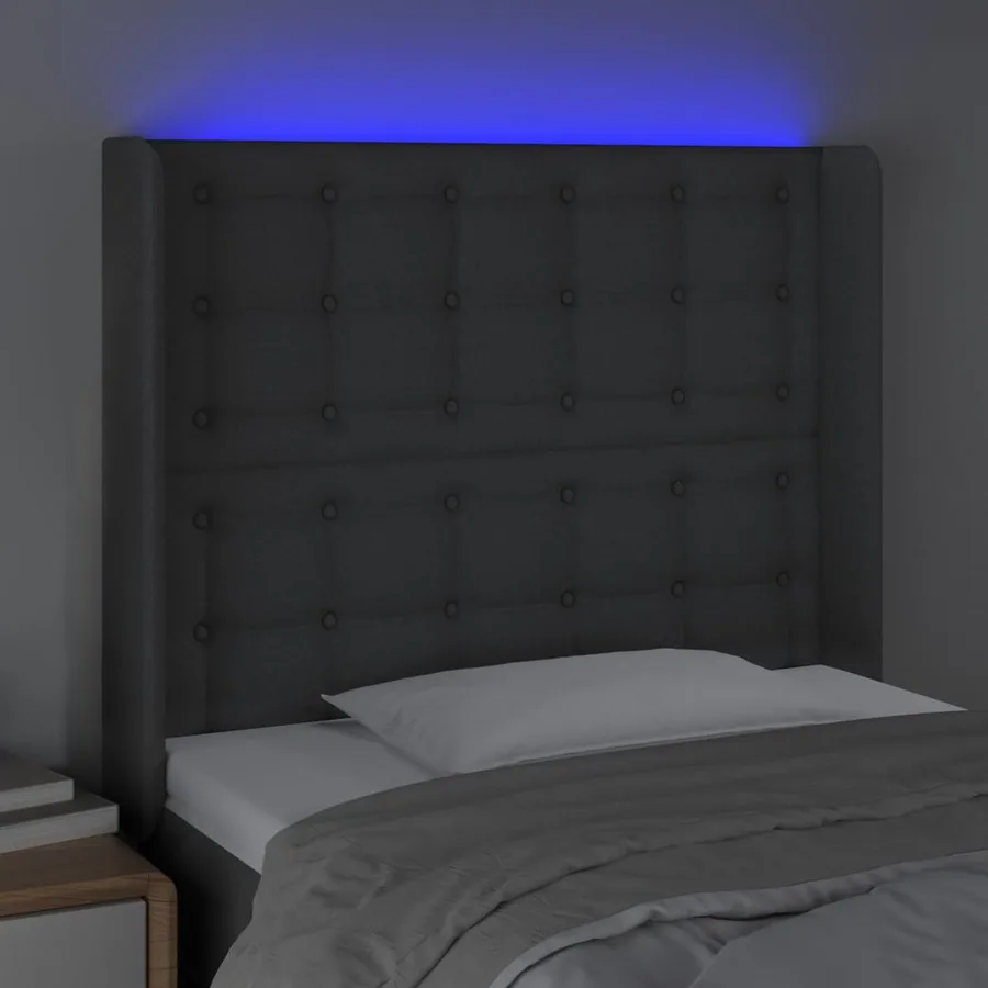 Tête de lit à LED Gris foncé 83x16x118/128 cm Tissu - 4