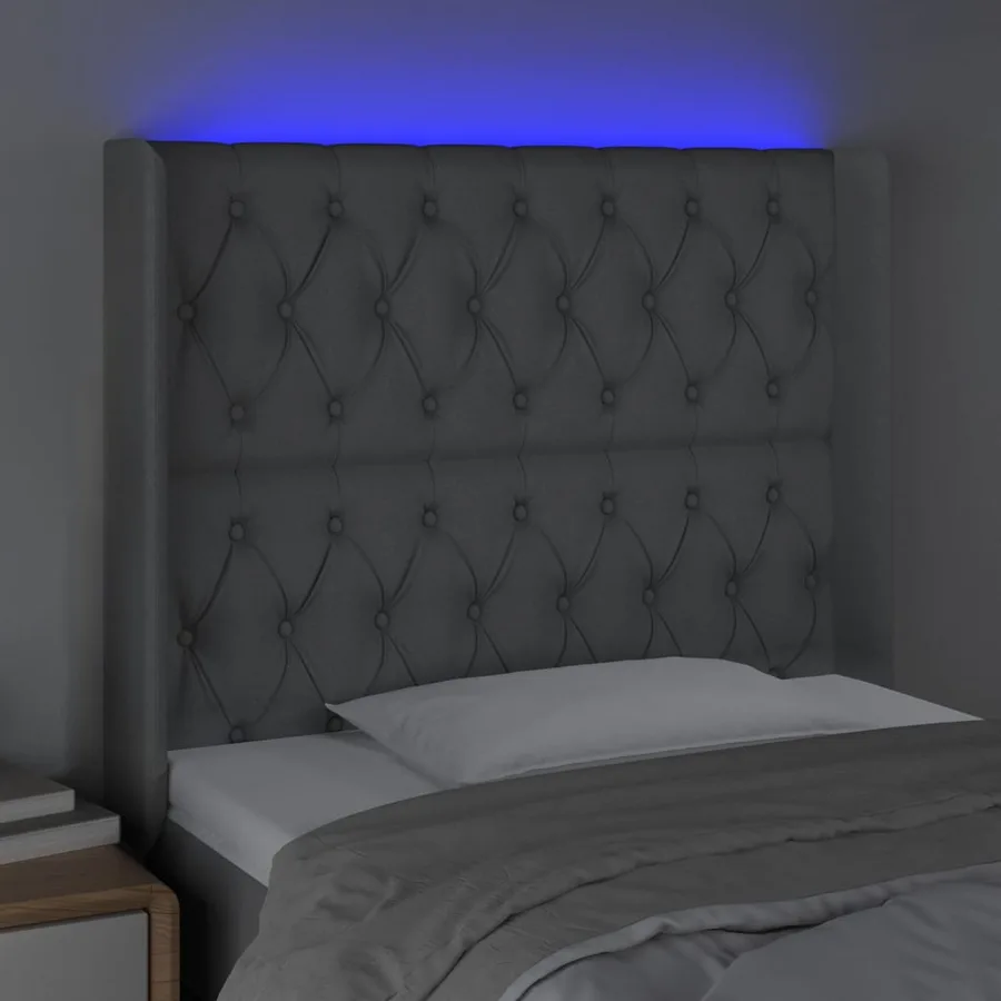 Tête de lit à LED Gris clair 93x16x118/128 cm Tissu - 4
