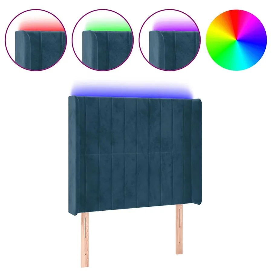 Tête de lit à LED Bleu foncé 103x16x118/128 cm Velours - 2