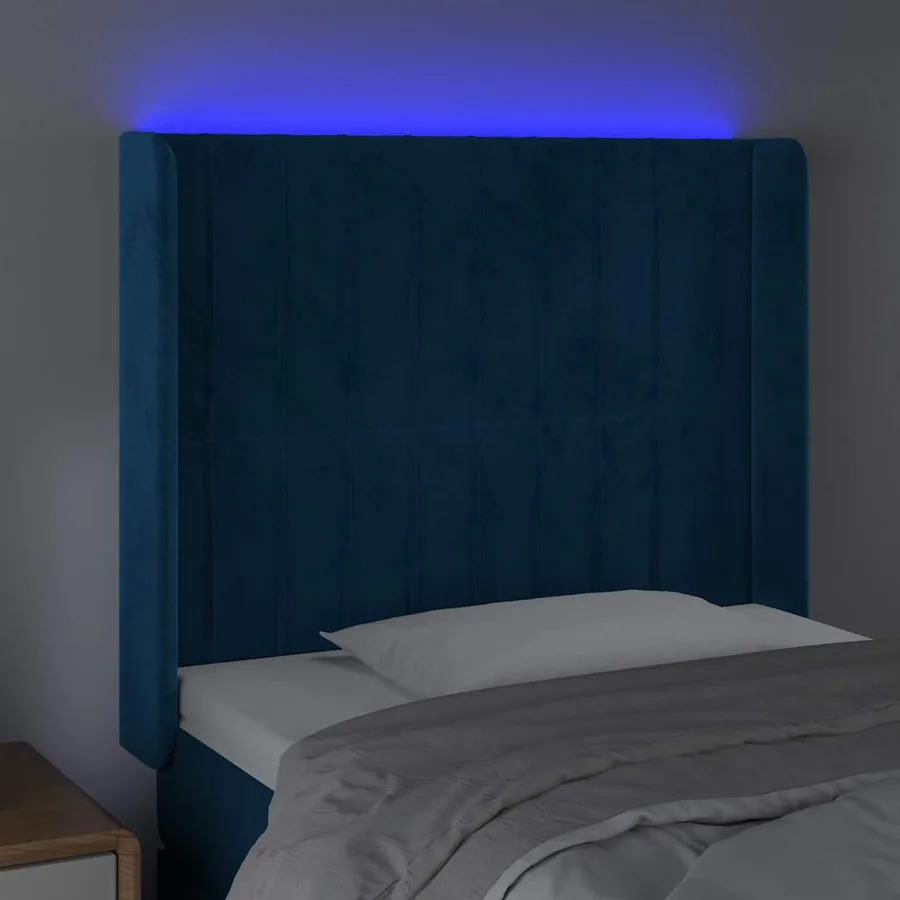 Tête de lit à LED Bleu foncé 103x16x118/128 cm Velours - 4