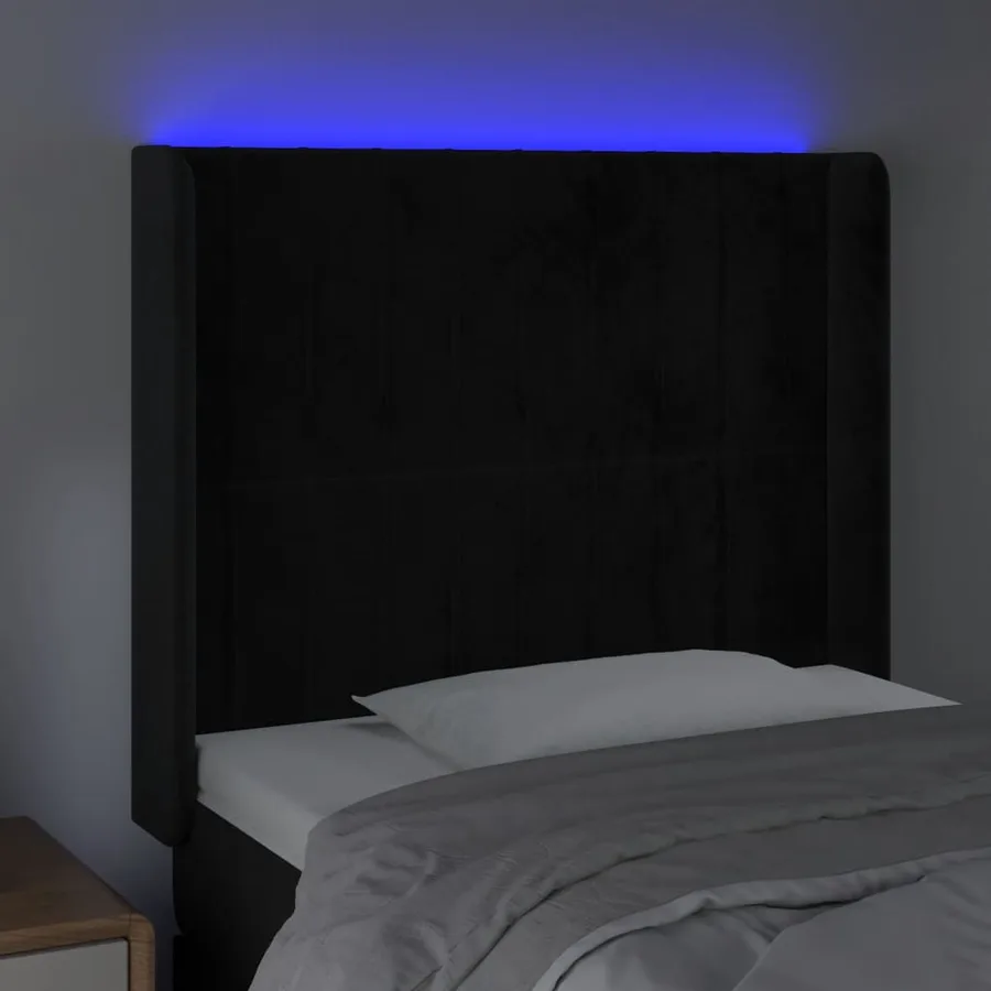 Tête de lit à LED Noir 93x16x118/128 cm Velours - 4