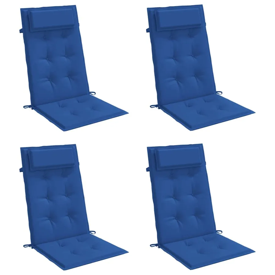 Coussins de chaise à dossier haut lot de 4 bleu royal - 3
