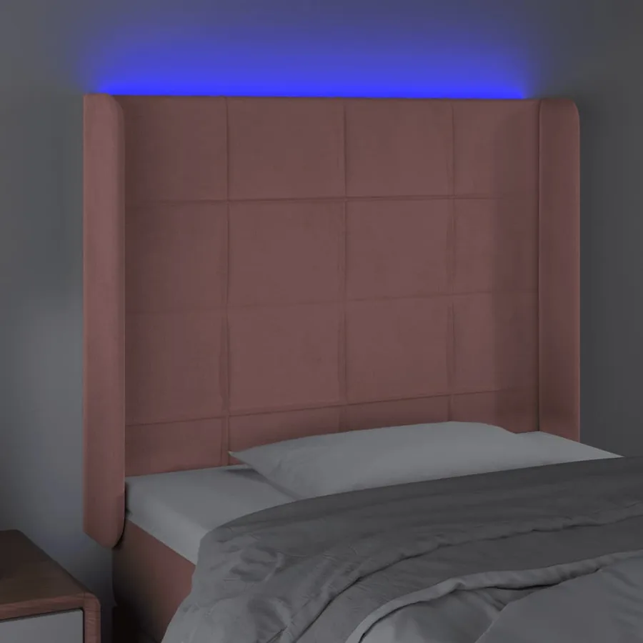 Tête de lit à LED Rose 83x16x118/128 cm Velours - 4