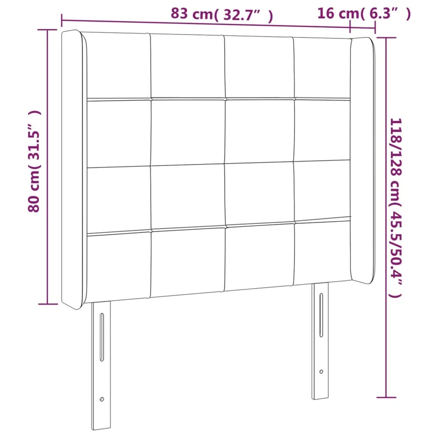 Tête de lit à LED Rose 83x16x118/128 cm Velours - 6