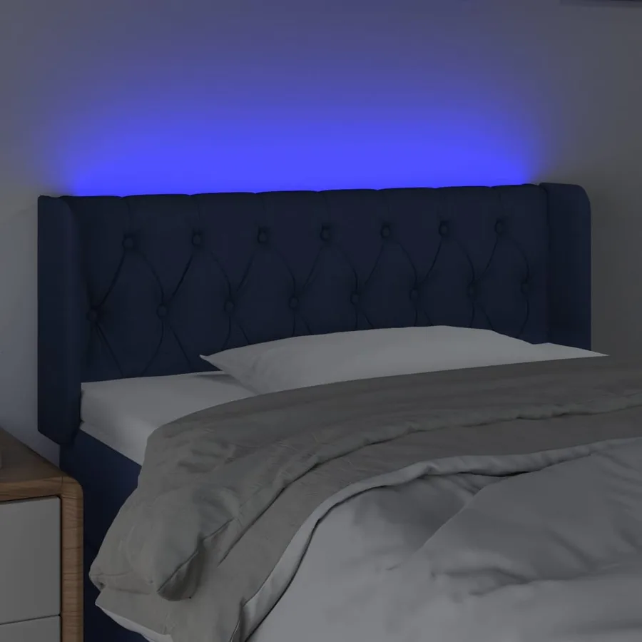 Tête de lit à LED Bleu 103x16x78/88 cm Tissu - 4