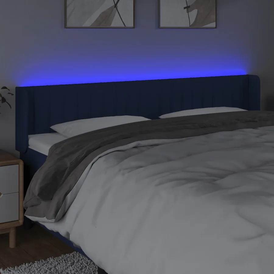 Tête de lit à LED Bleu 203x16x78/88 cm Tissu - 4