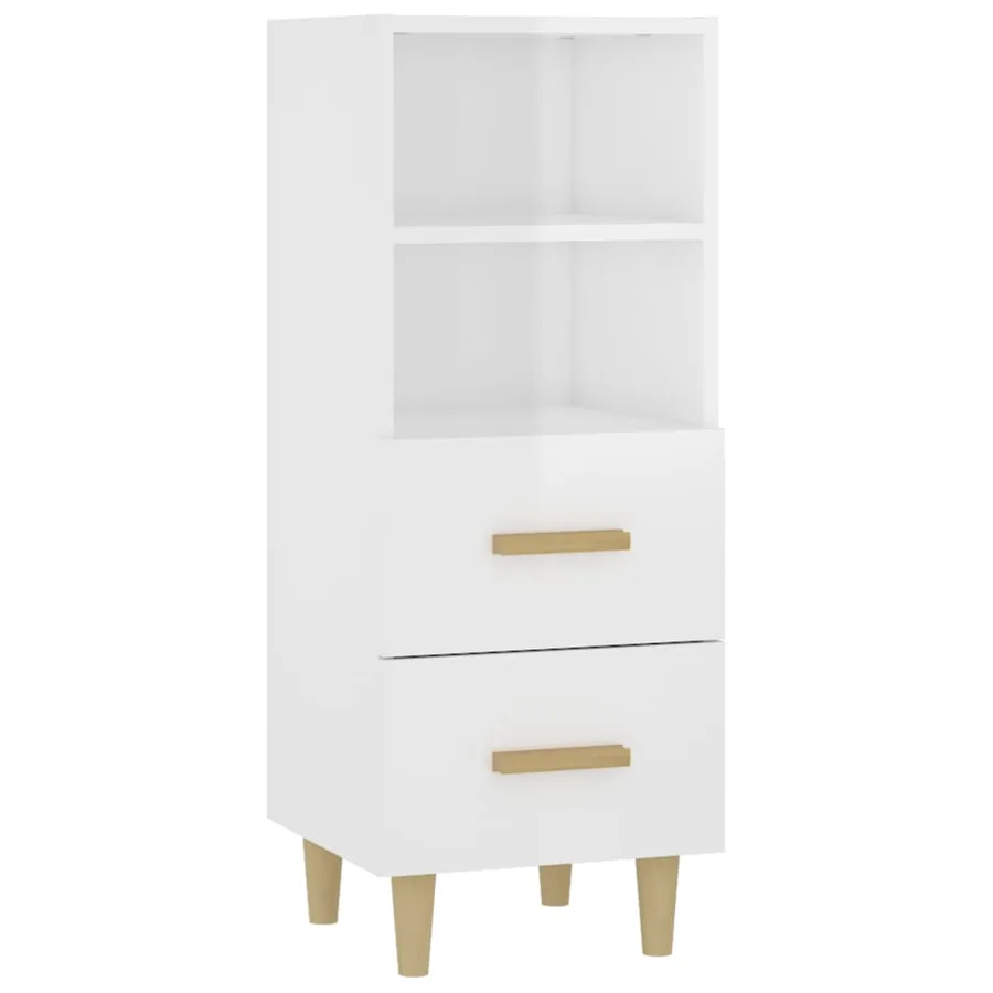 Buffet Blanc brillant 34,5x34x90 cm Bois d'ingénierie - 2