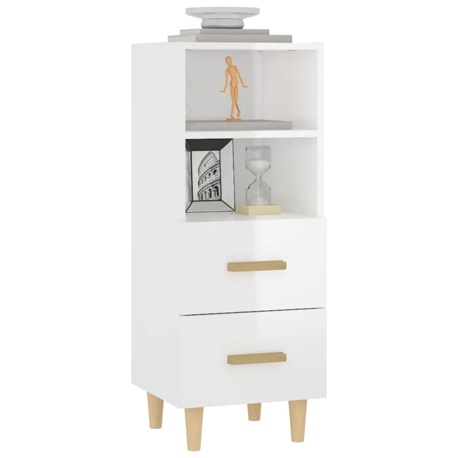 Buffet Blanc brillant 34,5x34x90 cm Bois d'ingénierie - 4