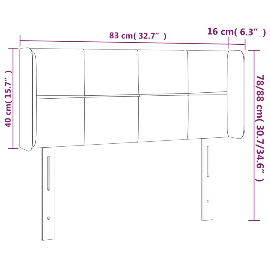 Tête de lit à LED Rose 83x16x78/88 cm Velours - 6