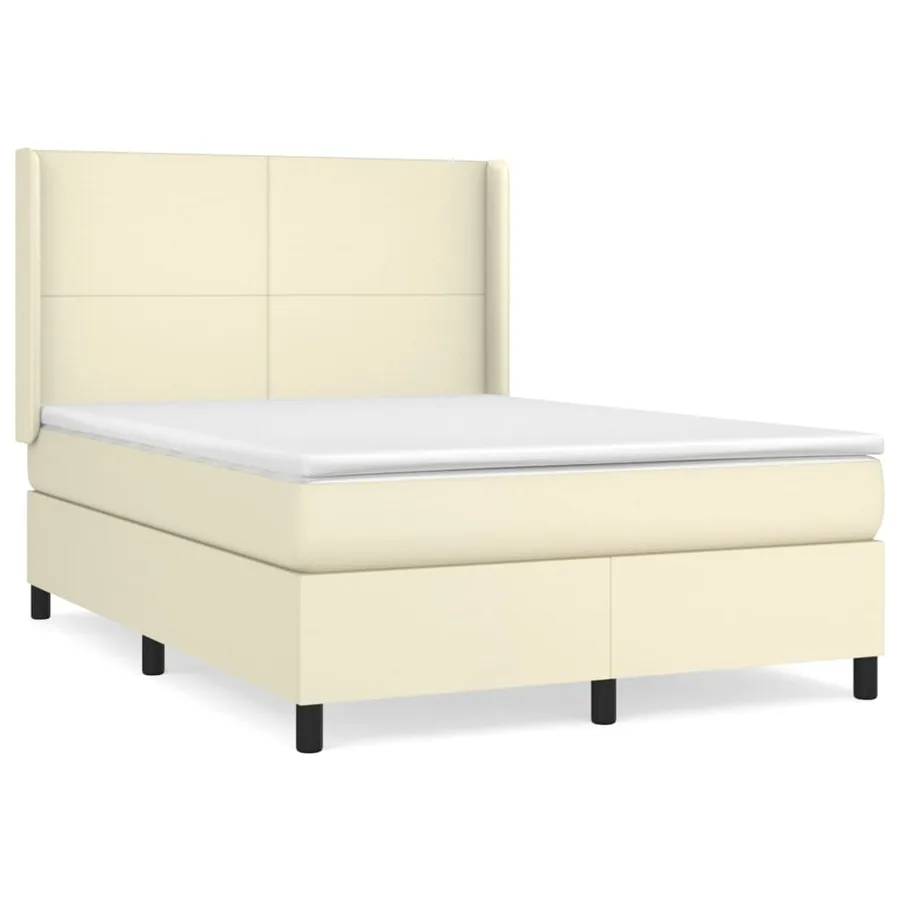 Sommier à lattes de lit avec matelas Crème 140x200cm Similicuir - 2