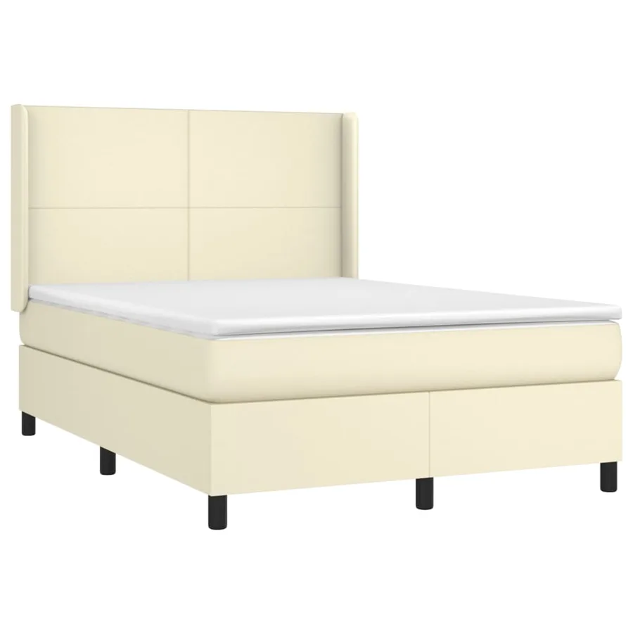 Sommier à lattes de lit avec matelas Crème 140x200cm Similicuir - 3