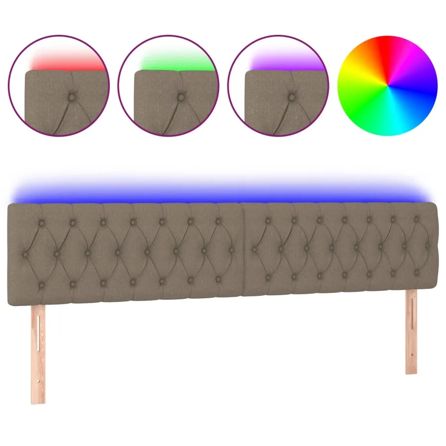 Tête de lit à LED Taupe 180x7x78/88 cm Tissu - 2