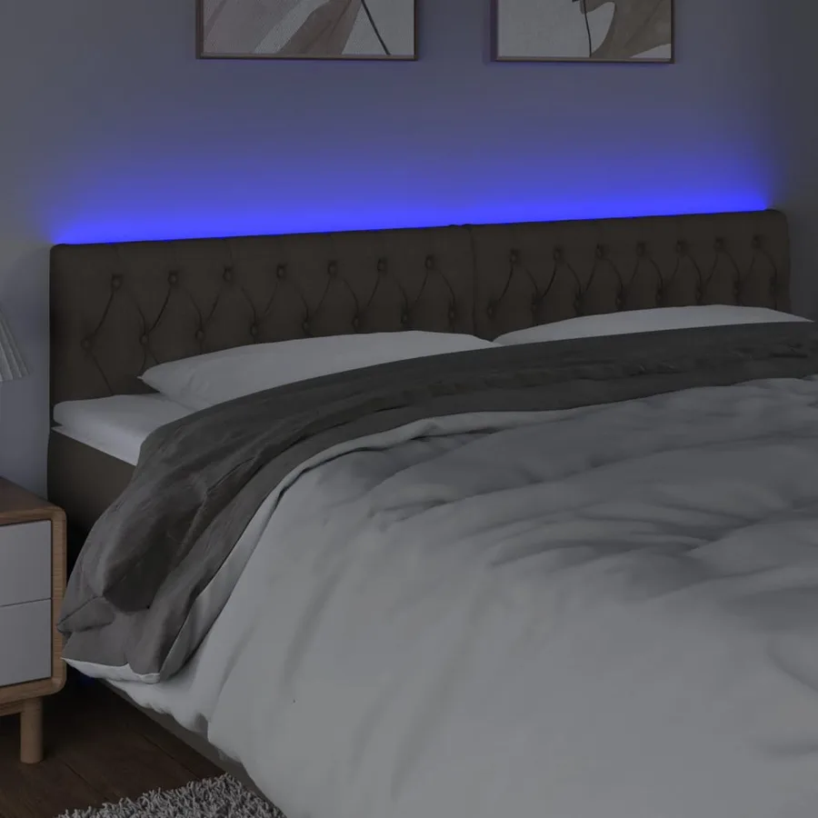 Tête de lit à LED Taupe 180x7x78/88 cm Tissu - 3