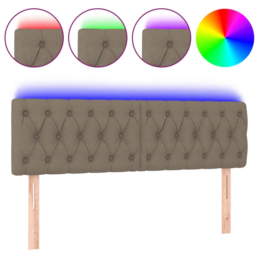 Tête de lit à LED Taupe 160x7x78/88 cm Tissu - 2