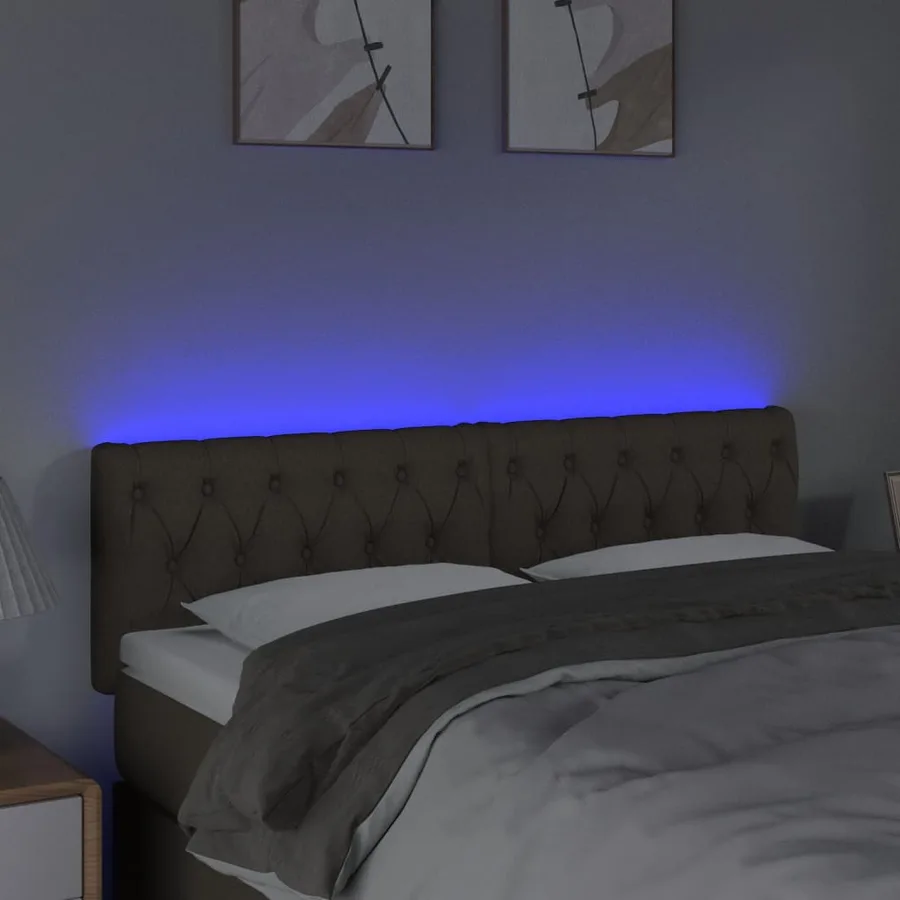 Tête de lit à LED Taupe 160x7x78/88 cm Tissu - 3