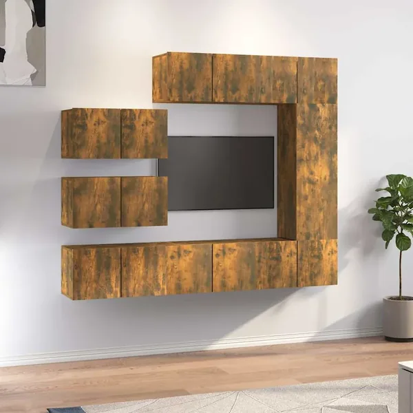 Ensemble de meubles TV 8 pcs Chêne fumé Bois d'ingénierie