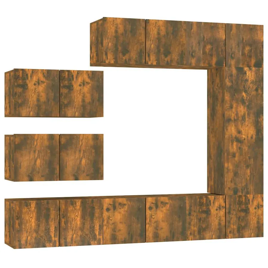 Ensemble de meubles TV 8 pcs Chêne fumé Bois d'ingénierie - 2