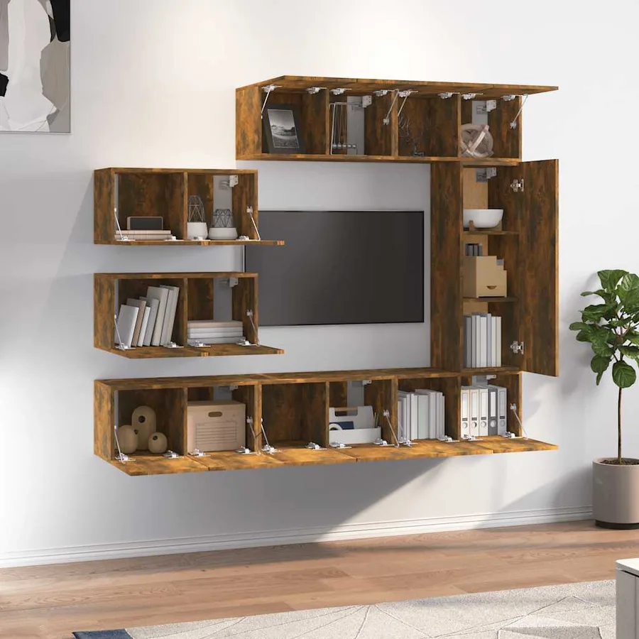 Ensemble de meubles TV 8 pcs Chêne fumé Bois d'ingénierie - 3