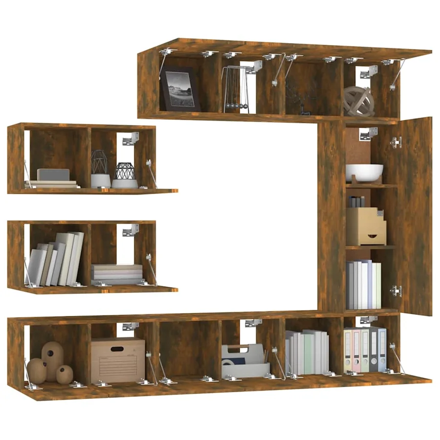 Ensemble de meubles TV 8 pcs Chêne fumé Bois d'ingénierie - 4