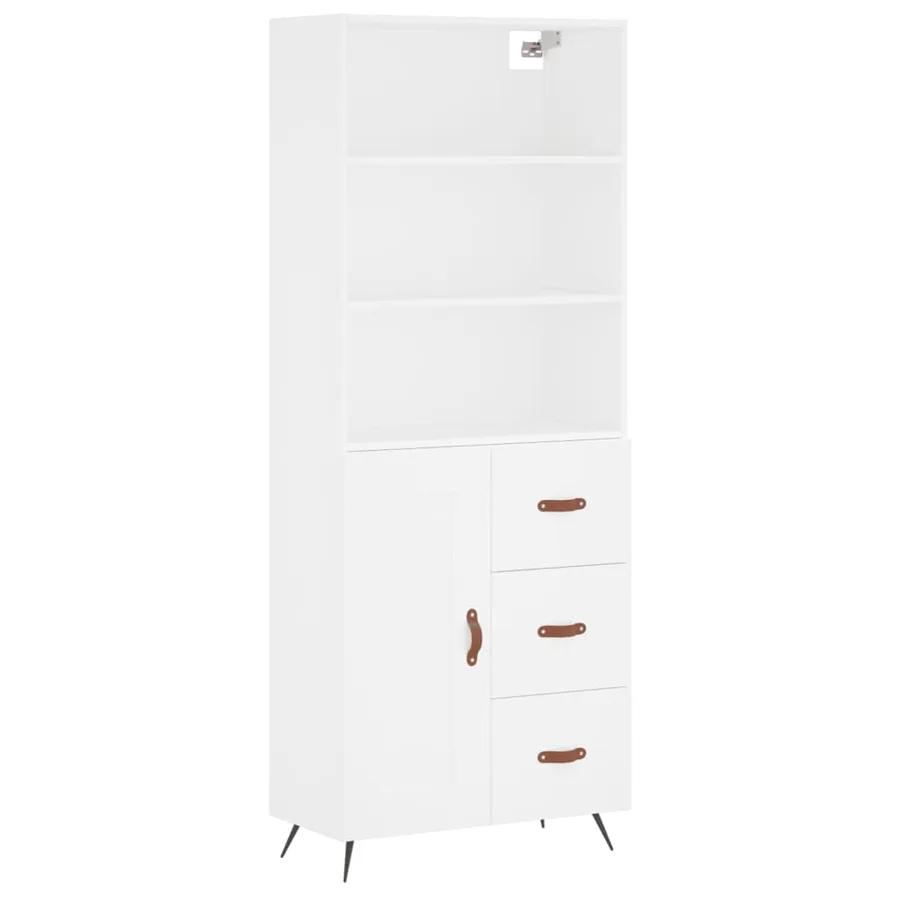 Buffet haut Blanc 69,5x34x180 cm Bois d'ingénierie - 2
