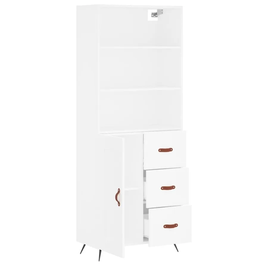 Buffet haut Blanc 69,5x34x180 cm Bois d'ingénierie - 3