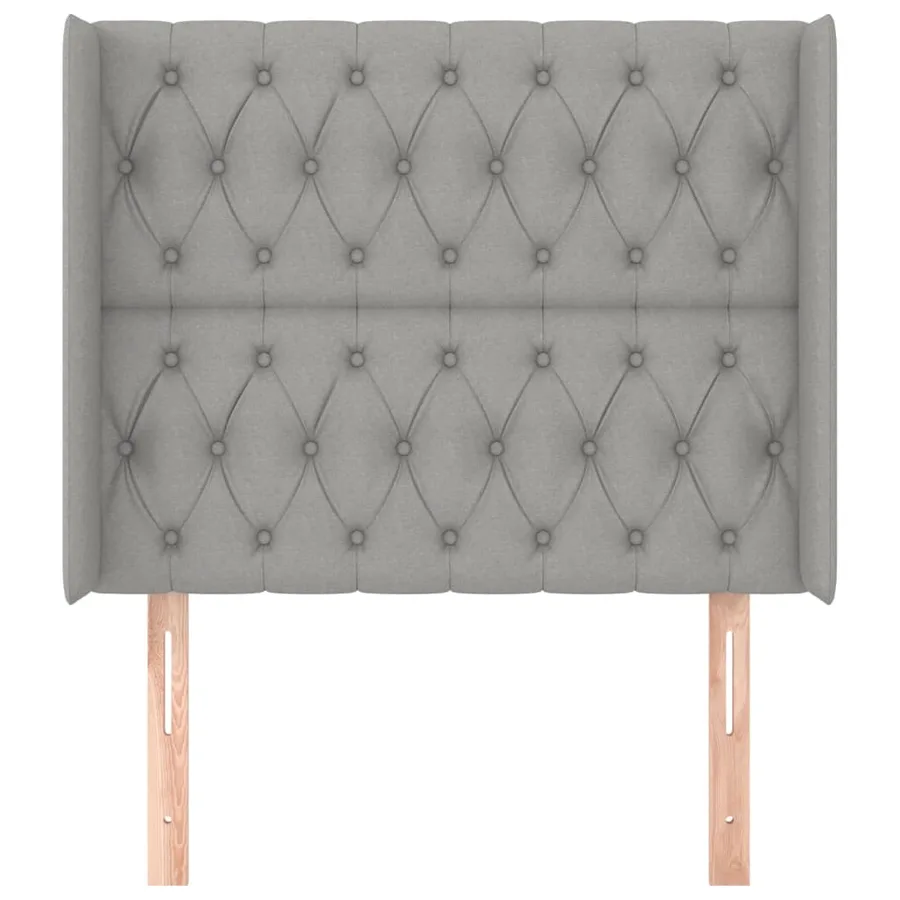 Tête de lit avec oreilles Gris clair 93x16x118/128 cm Tissu - 3