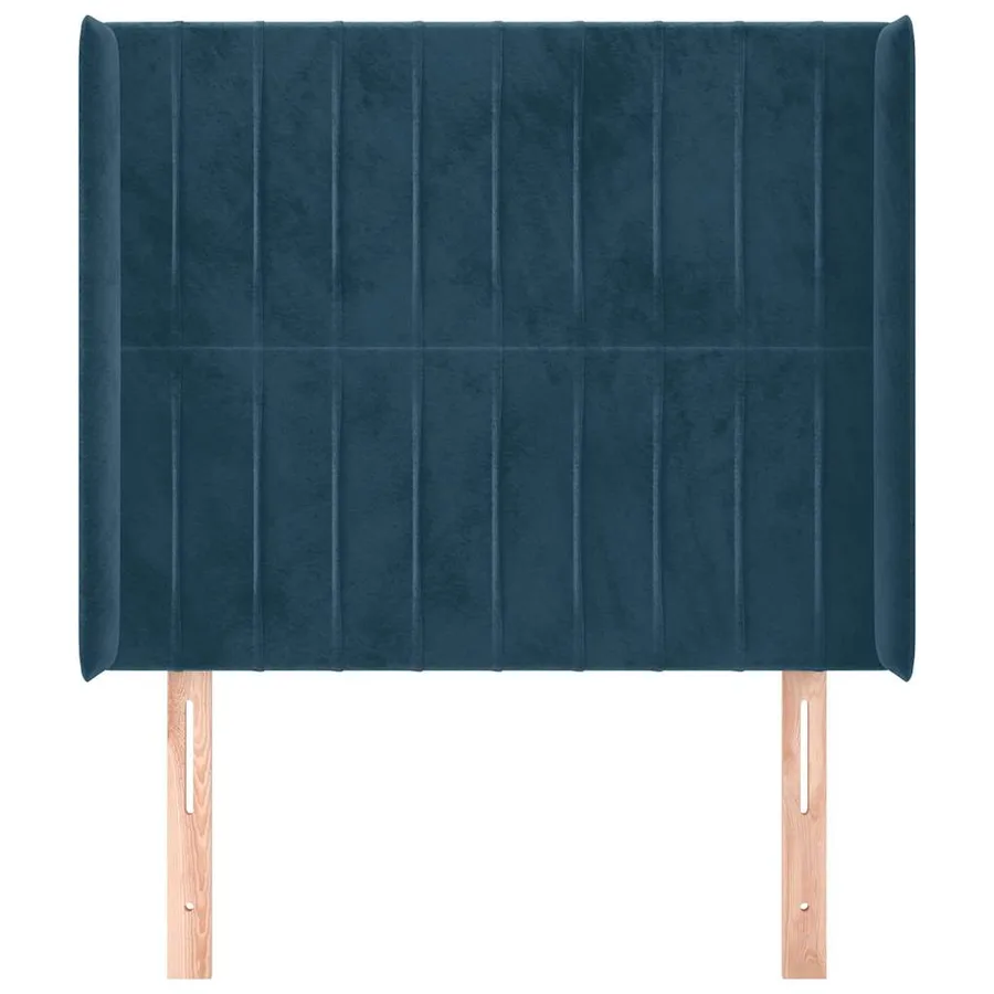 Tête de lit avec oreilles Bleu foncé 103x16x118/128 cm Velours - 3