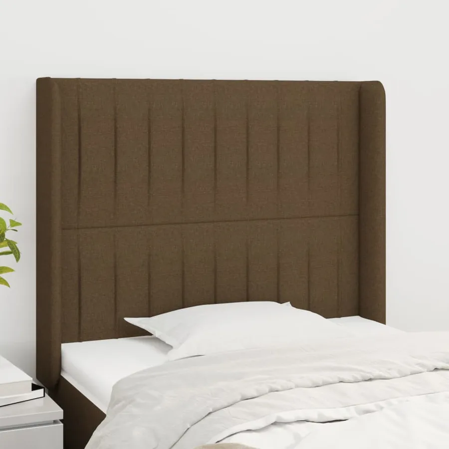 Tête de lit avec oreilles Marron foncé 83x16x118/128 cm Tissu - 2