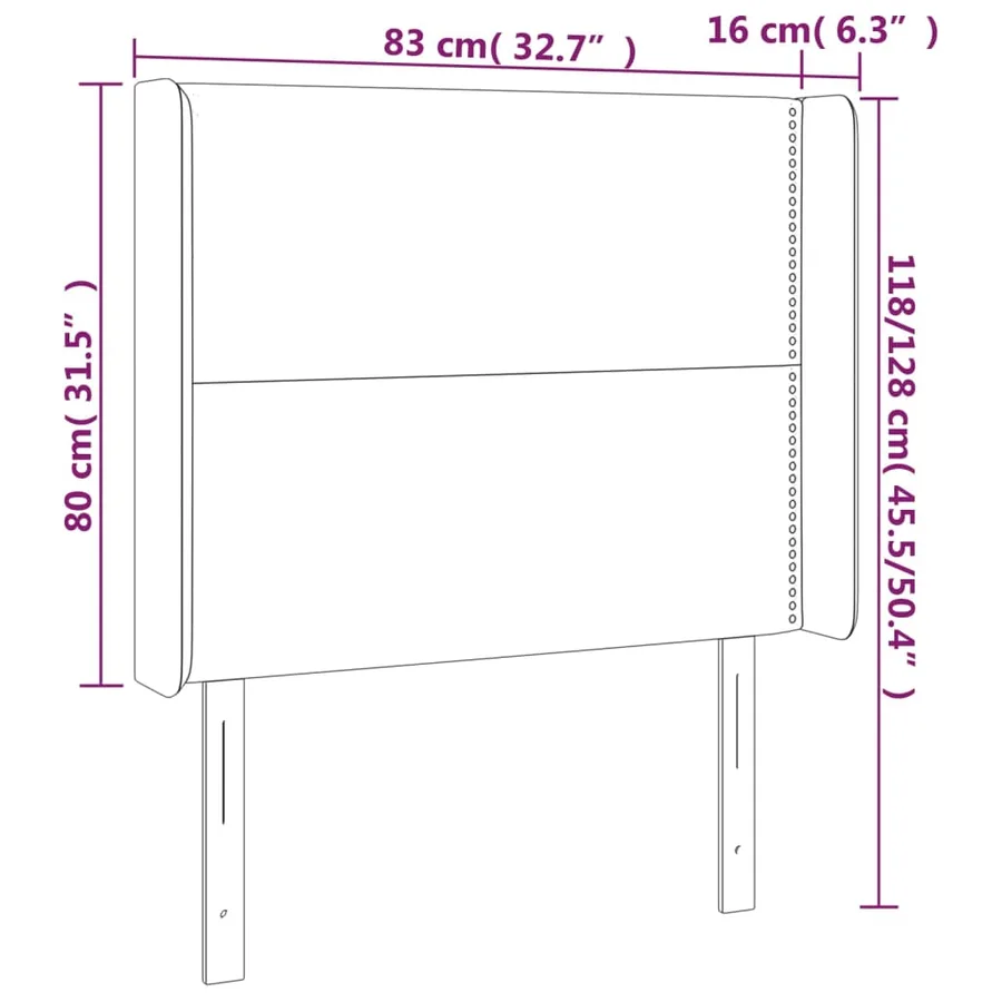 Tête de lit avec oreilles Noir 83x16x118/128 cm Velours - 9