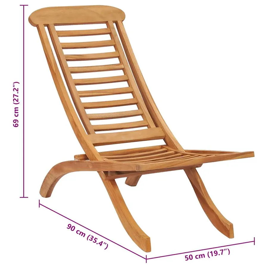 Chaise de jardin pliable 50x90x69 cm Bois de teck massif - 7