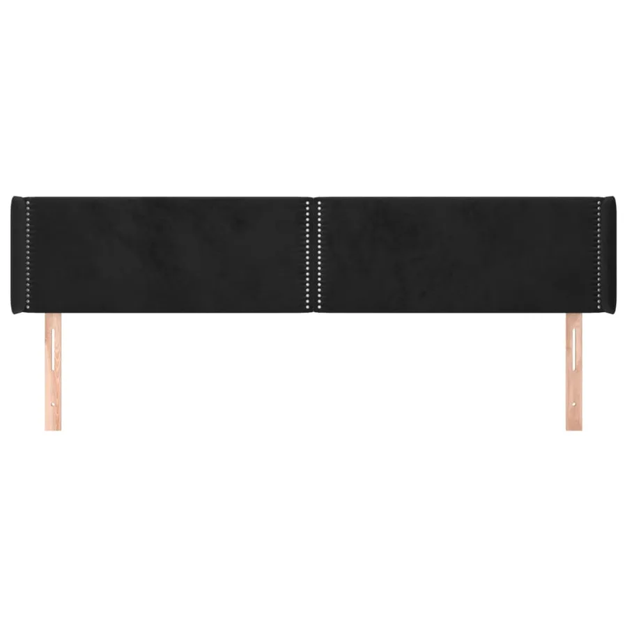 Tête de lit avec oreilles Noir 203x16x78/88 cm Velours - 3