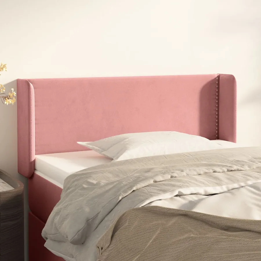 Tête de lit avec oreilles Rose 103x16x78/88 cm Velours