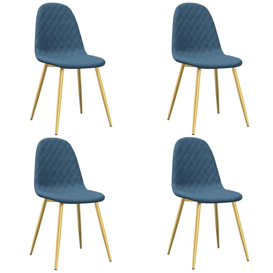 Chaises à manger lot de 4 Bleu Velours - 2