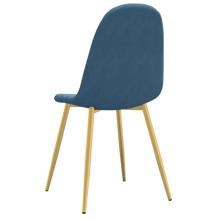 Chaises à manger lot de 4 Bleu Velours - 6