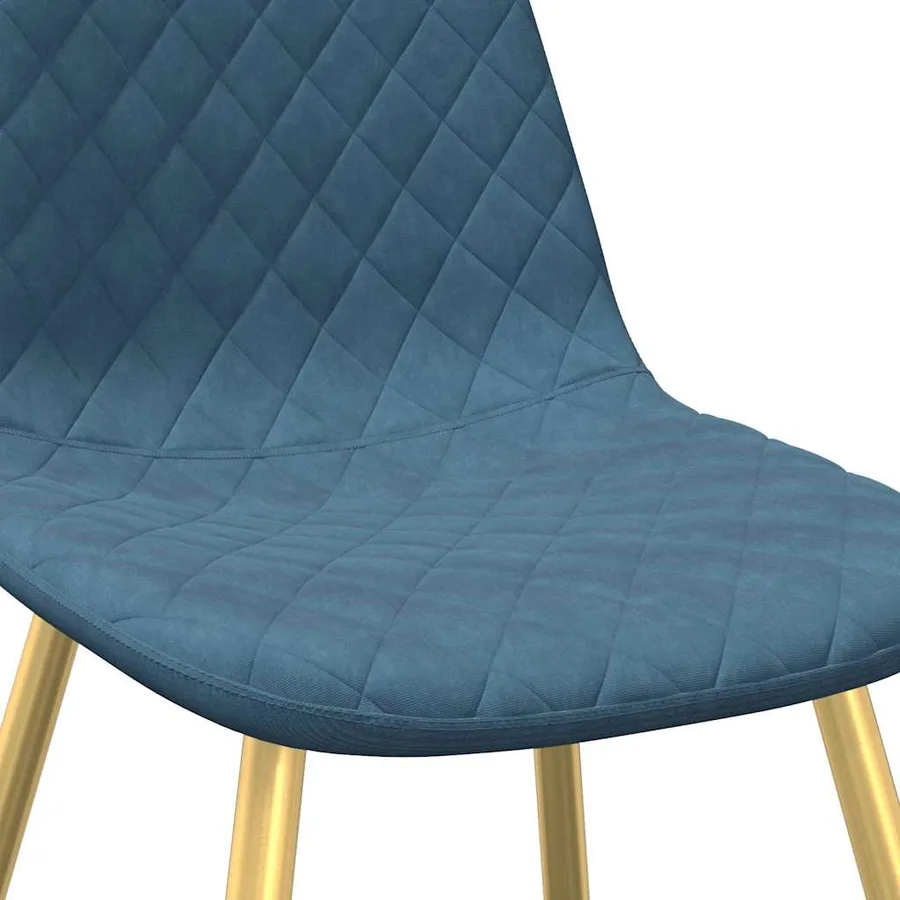 Chaises à manger lot de 4 Bleu Velours - 7