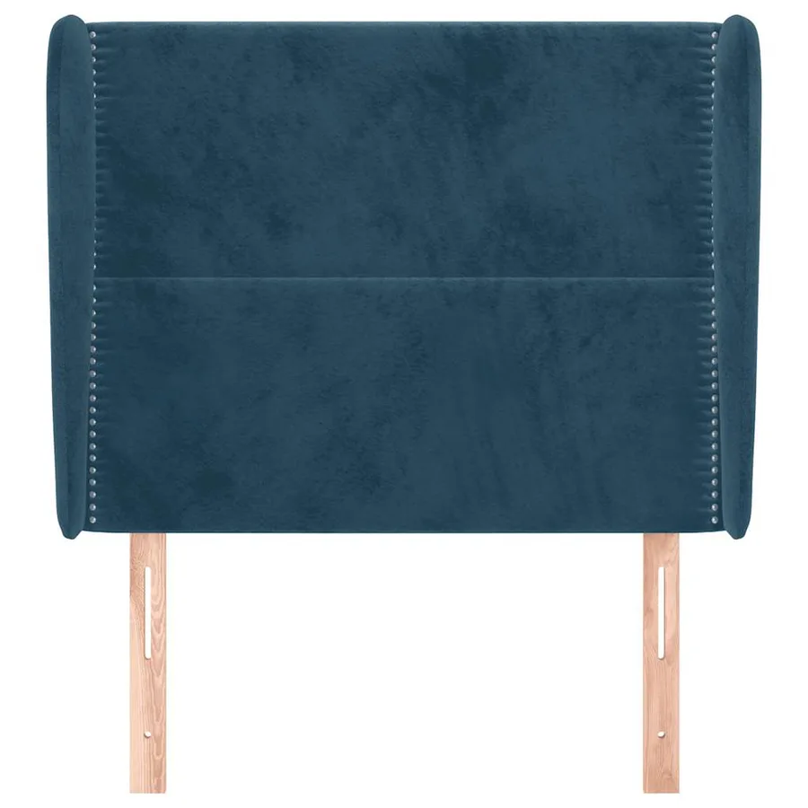 Tête de lit avec oreilles Bleu foncé 93x23x118/128 cm Velours - 3