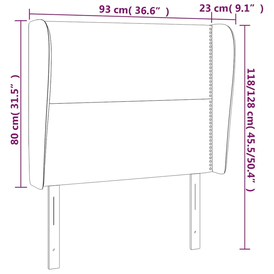 Tête de lit avec oreilles Bleu foncé 93x23x118/128 cm Velours - 9