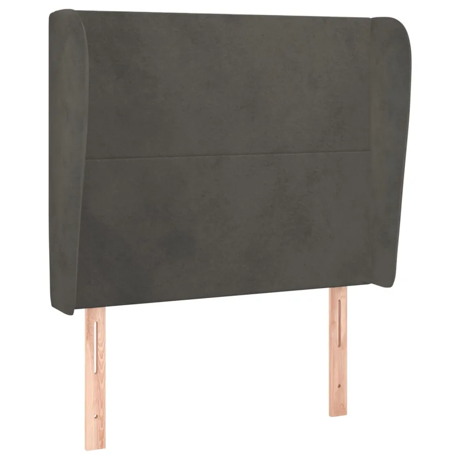 Tête de lit avec oreilles Gris foncé 103x23x118/128 cm Velours - 2