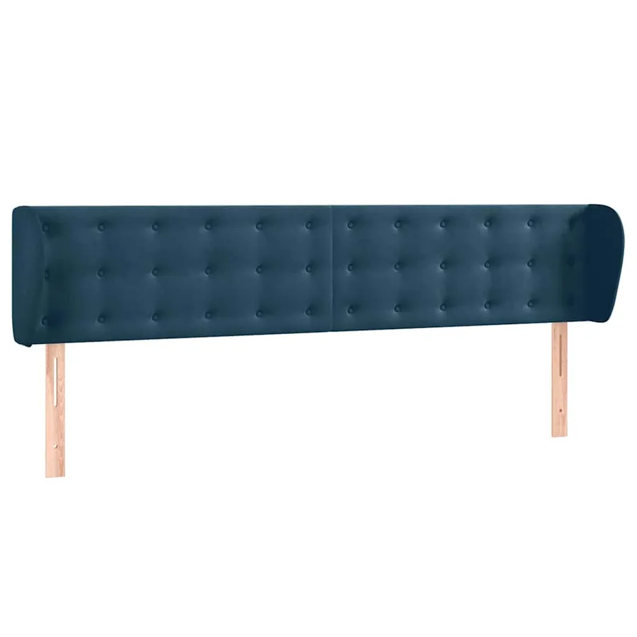 Tête de lit avec oreilles Bleu foncé 203x23x78/88 cm Velours - 2