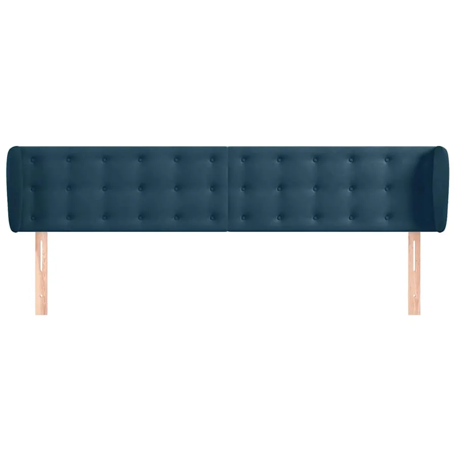 Tête de lit avec oreilles Bleu foncé 203x23x78/88 cm Velours - 3