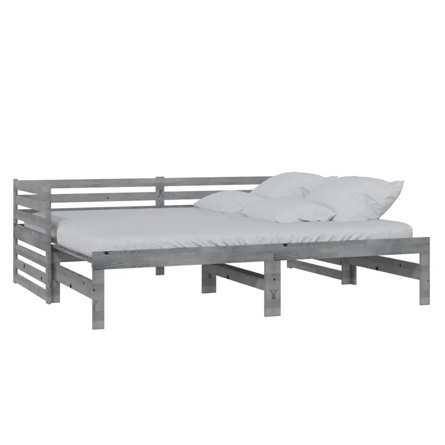 Lit coulissant sans matelas gris 2x(90x200) cm - 2