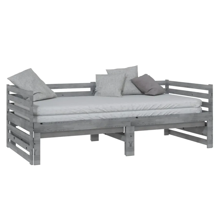 Lit coulissant sans matelas gris 2x(90x200) cm - 4