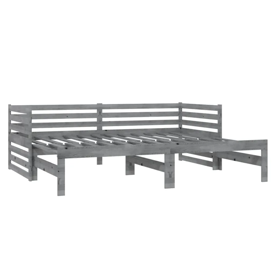 Lit coulissant sans matelas gris 2x(90x200) cm - 5